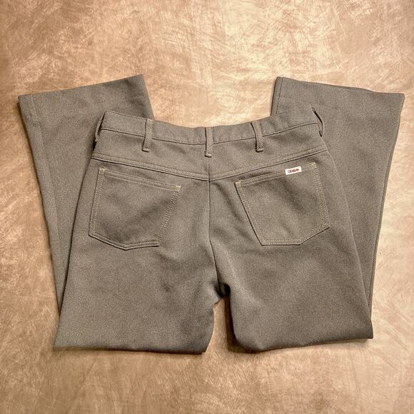 Vintage 70s Farah Tan Brown Polyester Formal Pants Slacks Retro Party Disco - Picture 6 of 7